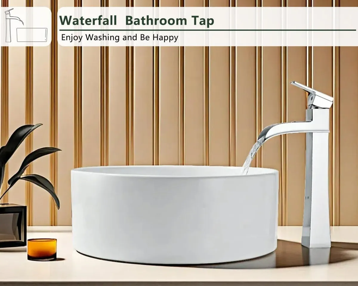 Modern High Rise Bathroom Basin Mixer Tap - Image 4