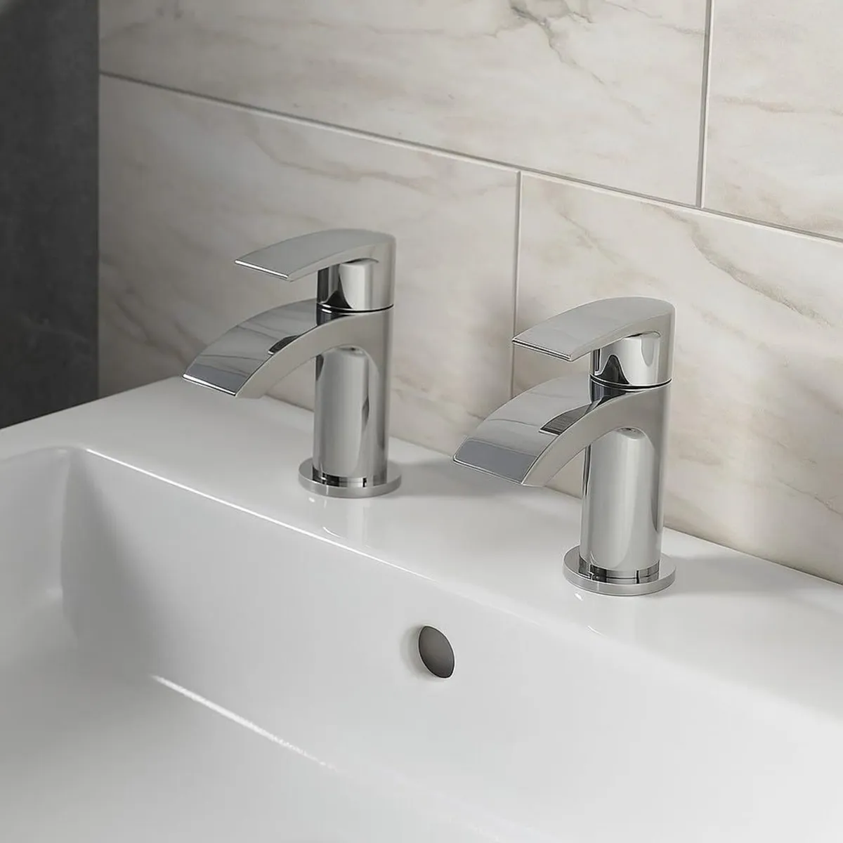 Belantia Chrome Basin Taps Pair of Finish Hot and