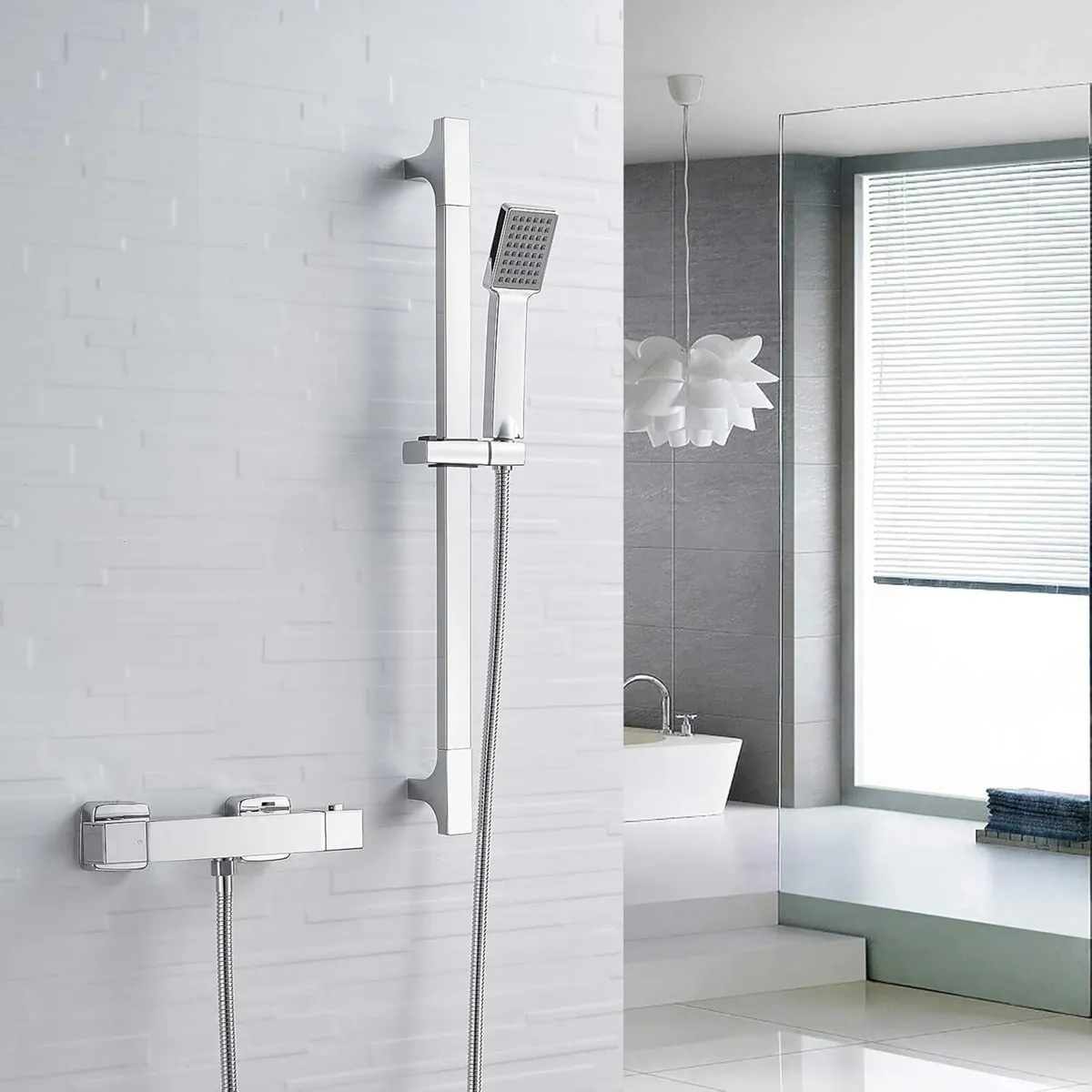 Thermostatic Shower Mixer Set Square Valve with - Image 1