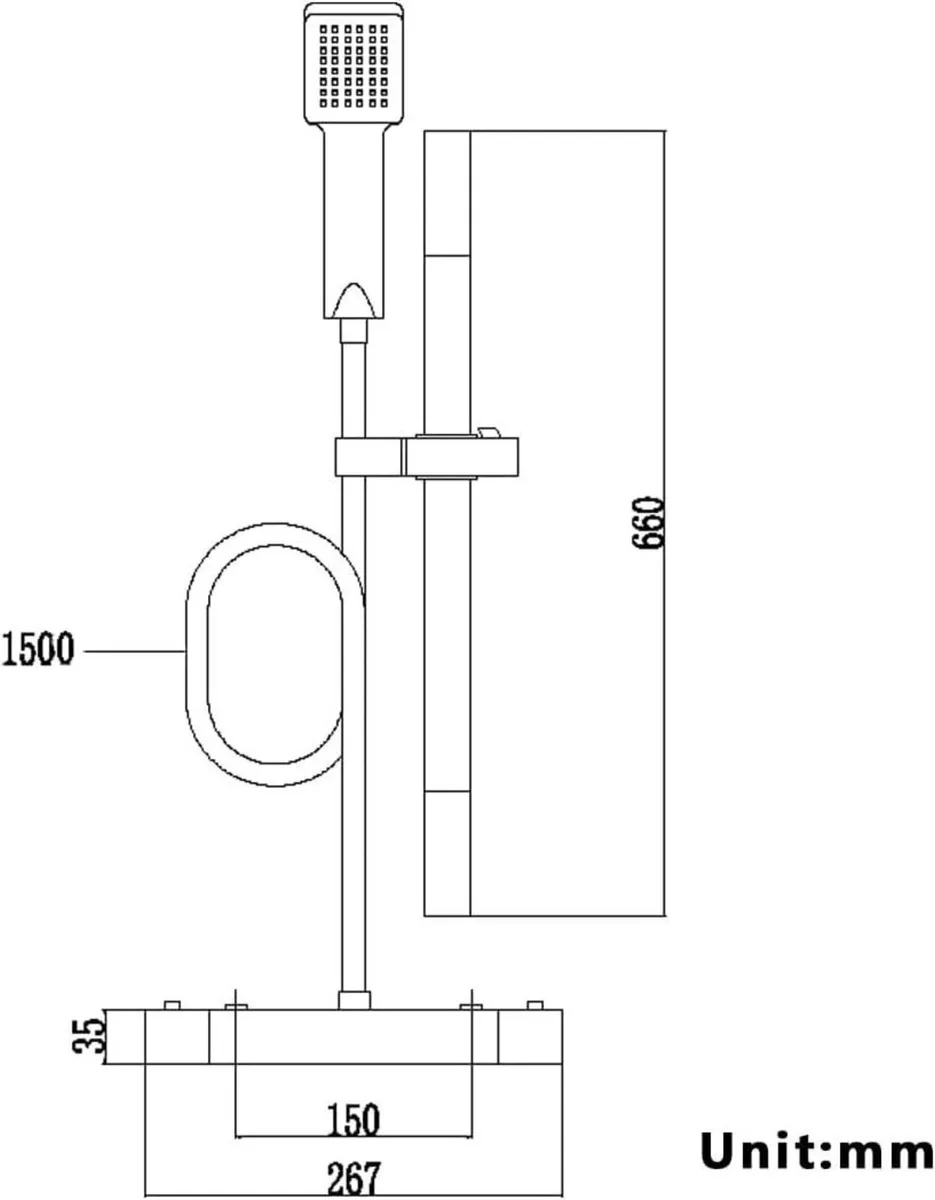 Thermostatic Shower Mixer Set Square Valve with - Image 2