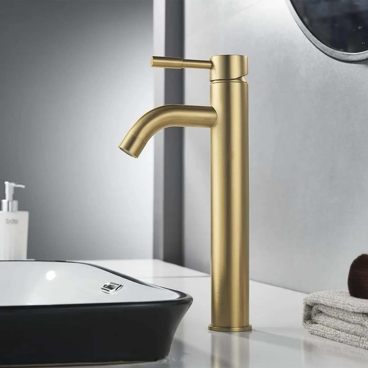 Tall Basin Taps Gold Solid Brass High Rise - Image 2