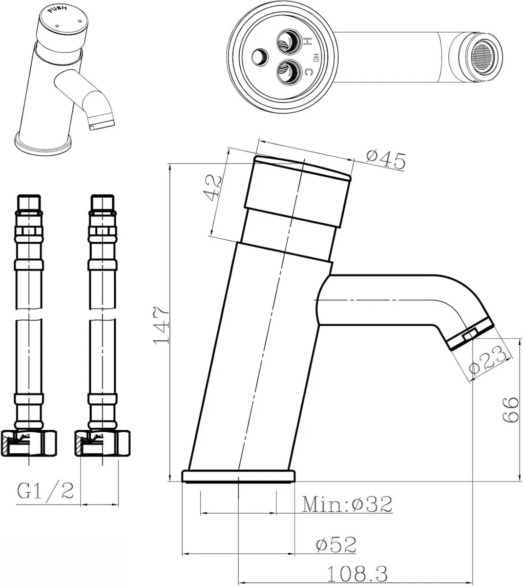 Vision BT4303 Mono Non Concussive Basin Mixer Tap - Image 2