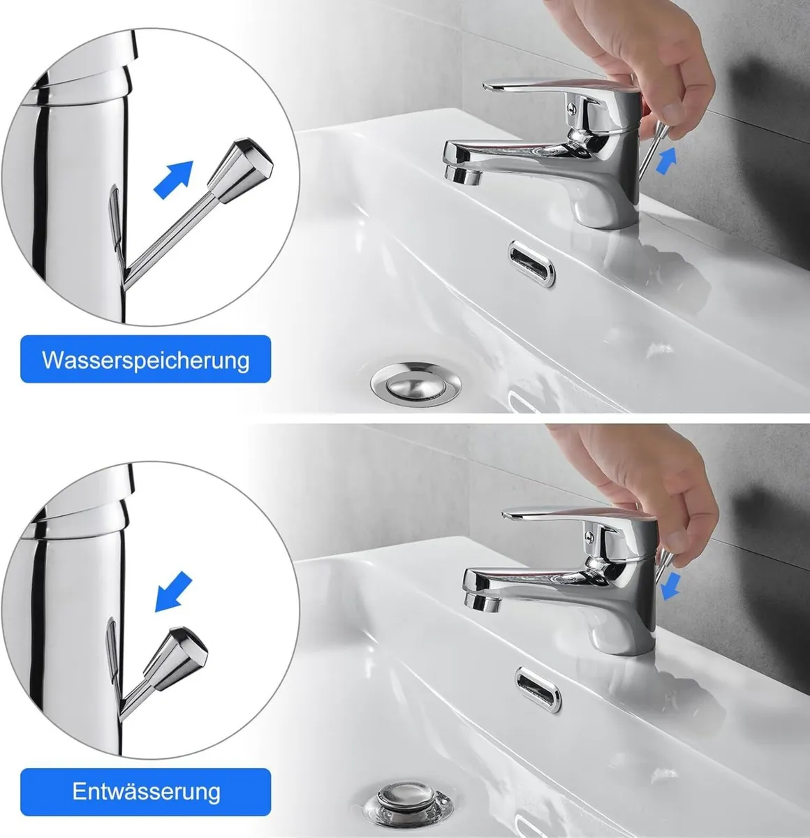 Basin Mixer Tap with Pop Up Waste Bathroom Sink - Image 3