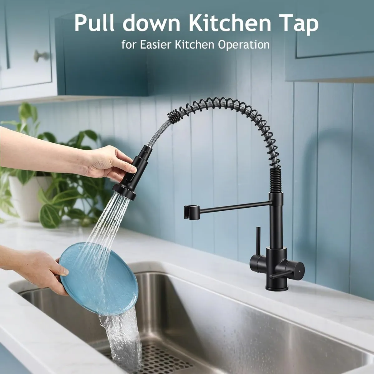 Kitchen Taps with Pull Out Spray Dual Lever - Image 4