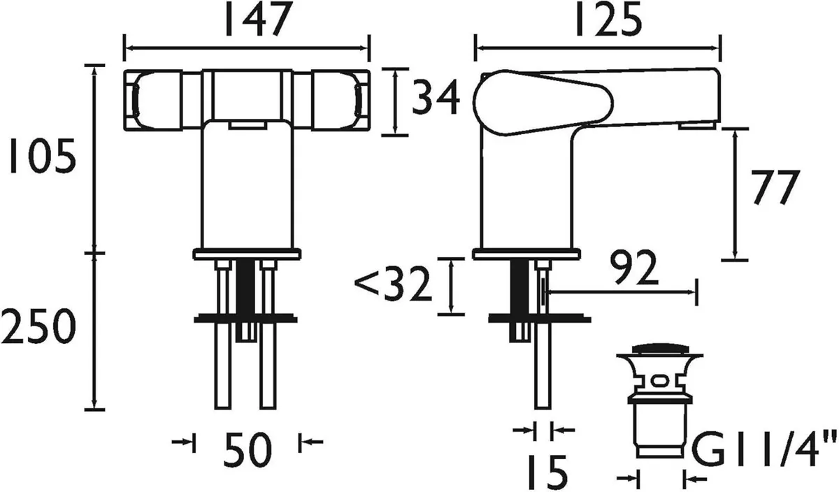 QST BAS2 C Quest 2 Handled Basin Mixer with - Image 2