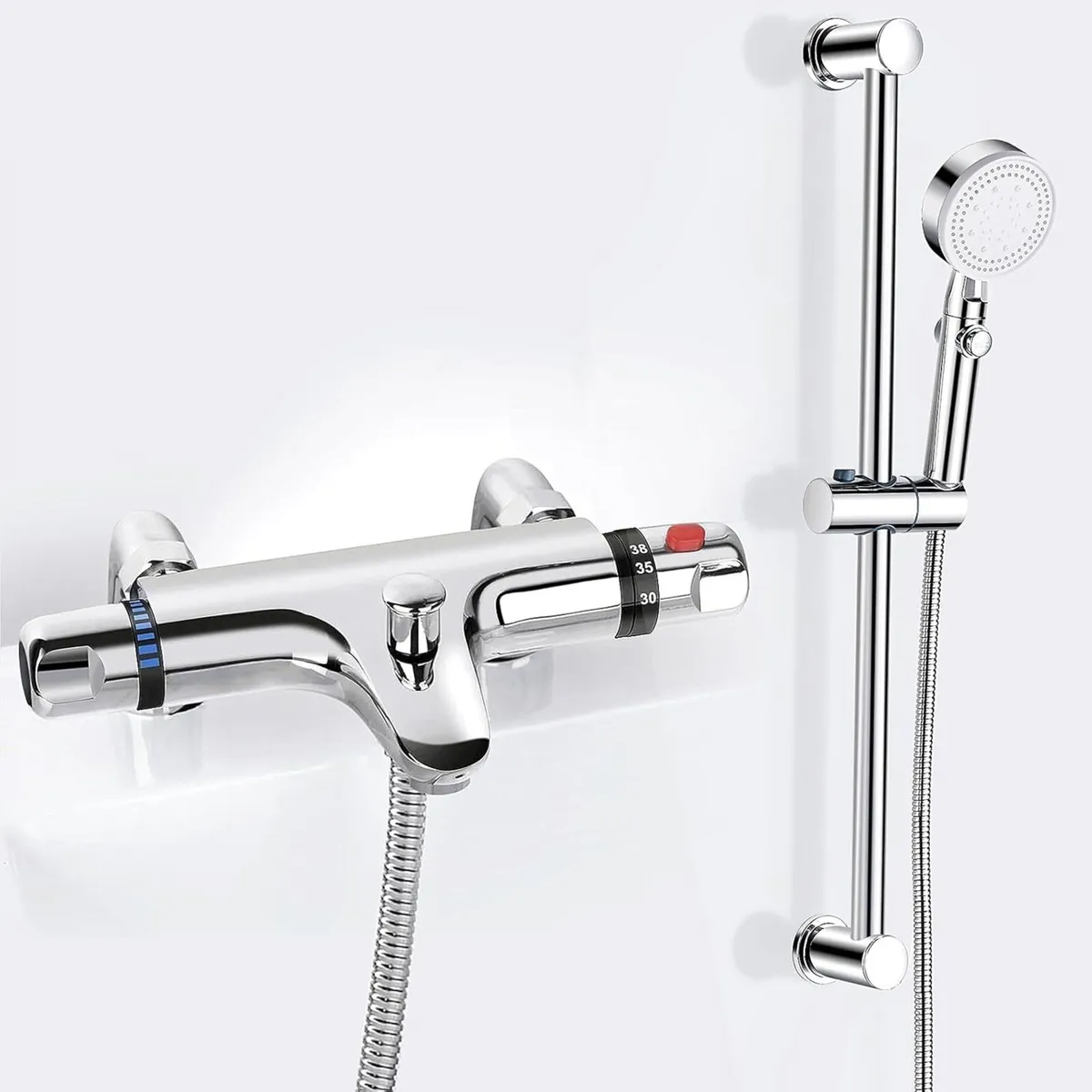 Thermostatic Bath Shower Mixer Tap with Riser Kit - Image 1