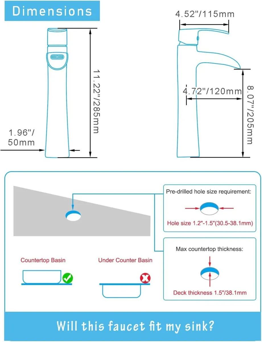 Waterfall Bathroom Basin Mixer Tap Tall Sink Taps - Image 2