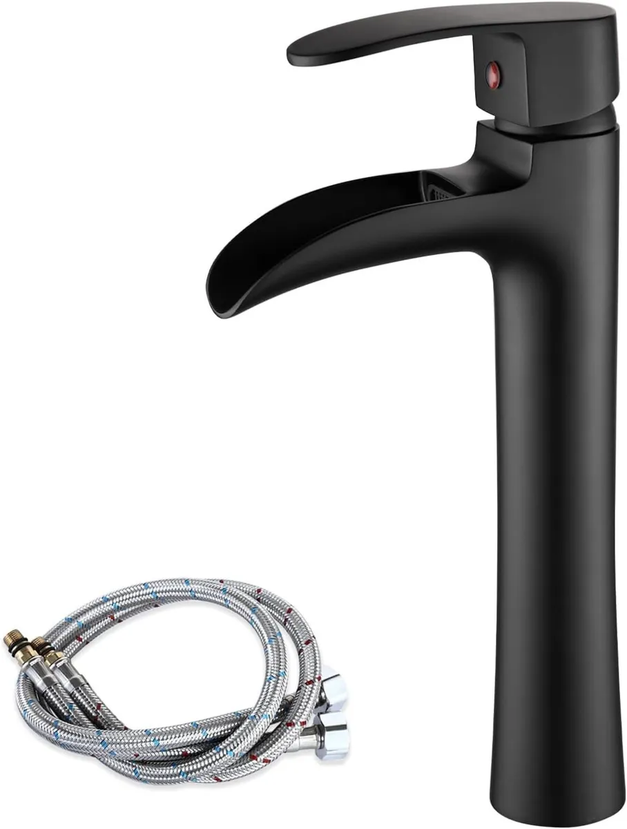 Waterfall Bathroom Basin Mixer Tap Tall Sink Taps - Image 3