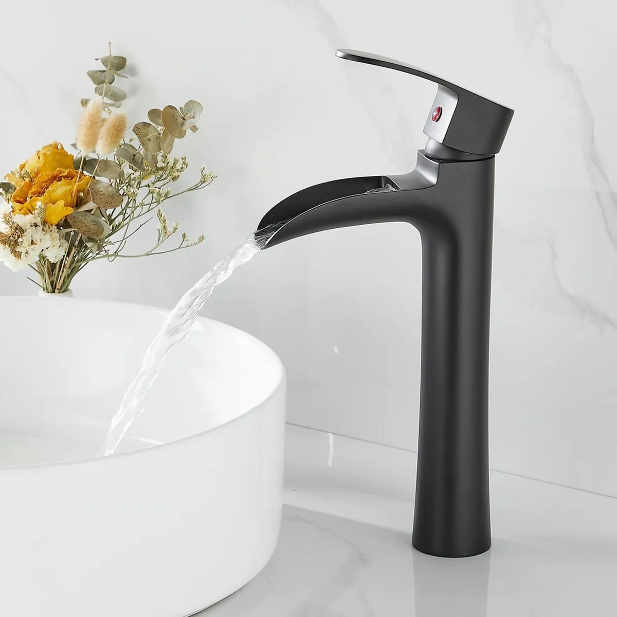 Waterfall Bathroom Basin Mixer Tap Tall Sink Taps - Image 1