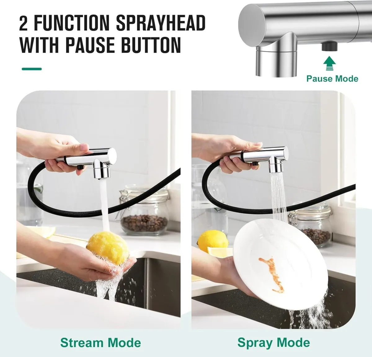 3 Function Sprayer Pull Out Mixer Tap - 360degrees - Image 2