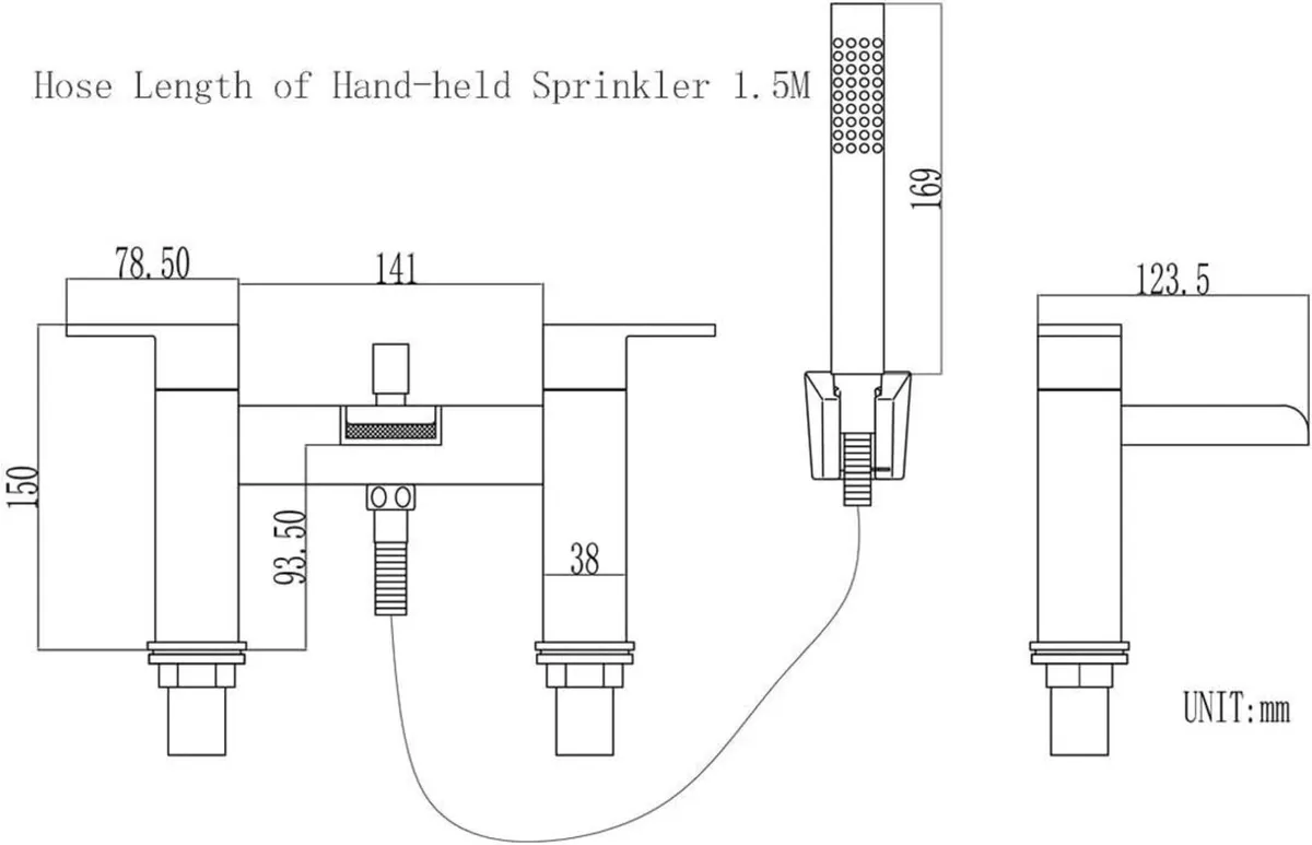 Bath tap with Shower Waterfall Filler Mixer Tub - Image 3