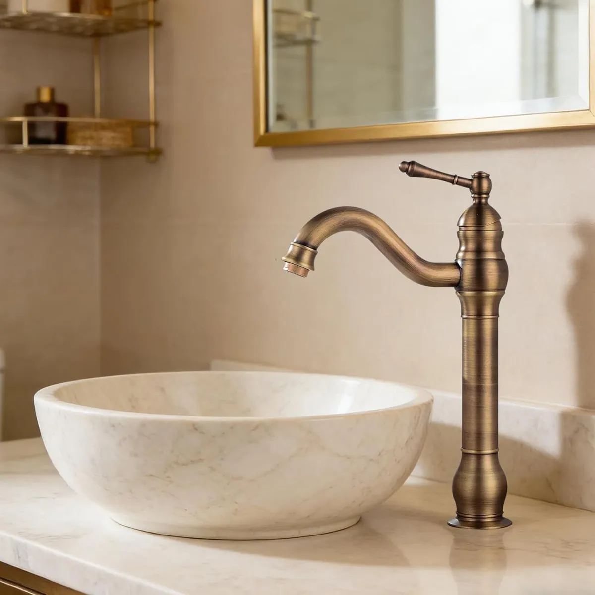 Bathroom Basin Mixer Faucet Pure Copper Handle - Image 2