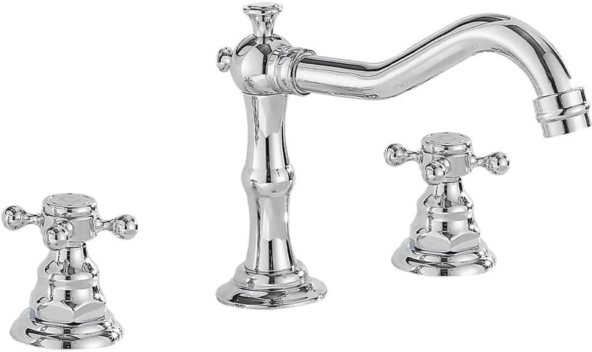 3 Holes Vintage Double Handle Basin Mixer Tap - Image 1