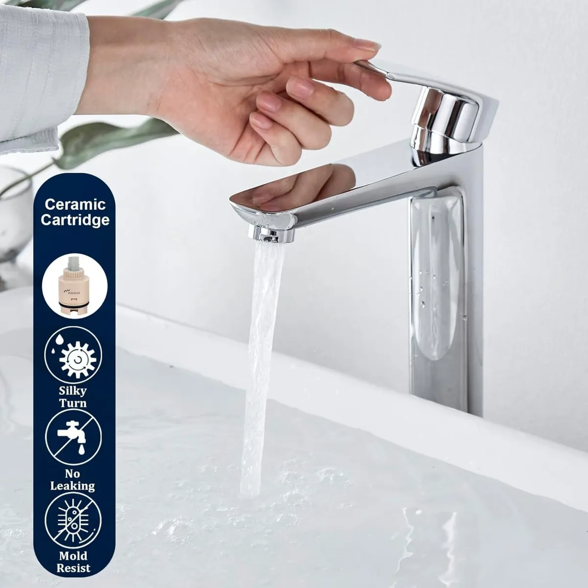 High Rise Basin Mixer Taps Tall Bathroom Sink - Image 4