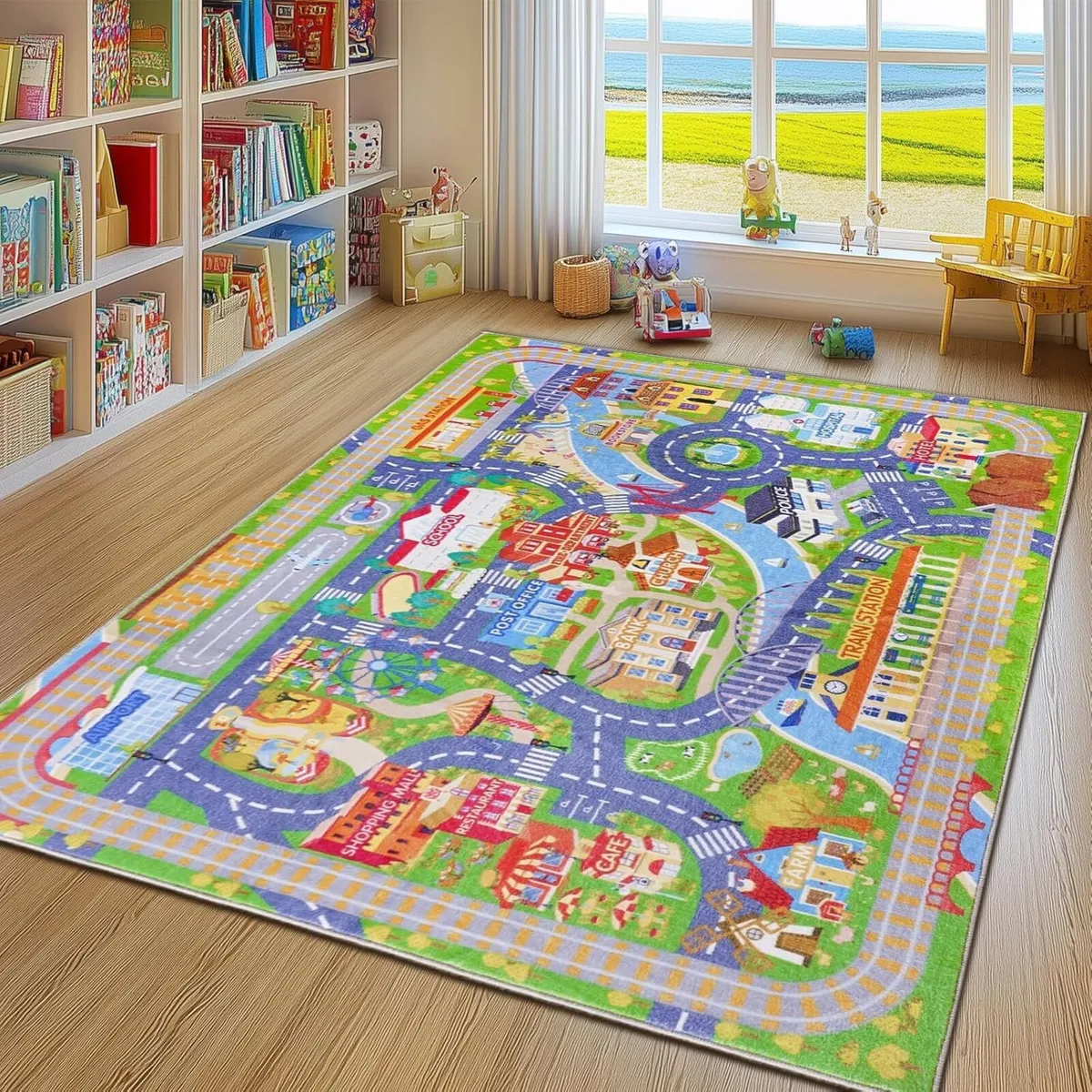 Kids Carpet Playmat Rug City Life Large 120x160 - Image 1