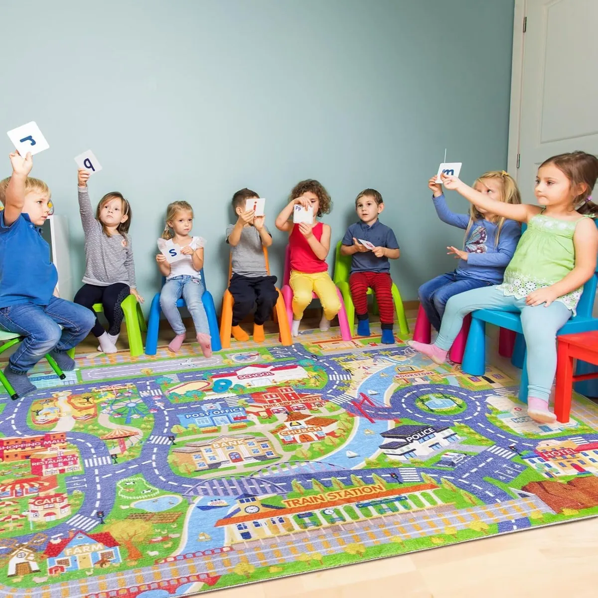 Kids Carpet Playmat Rug City Life Large 120x160 - Image 4