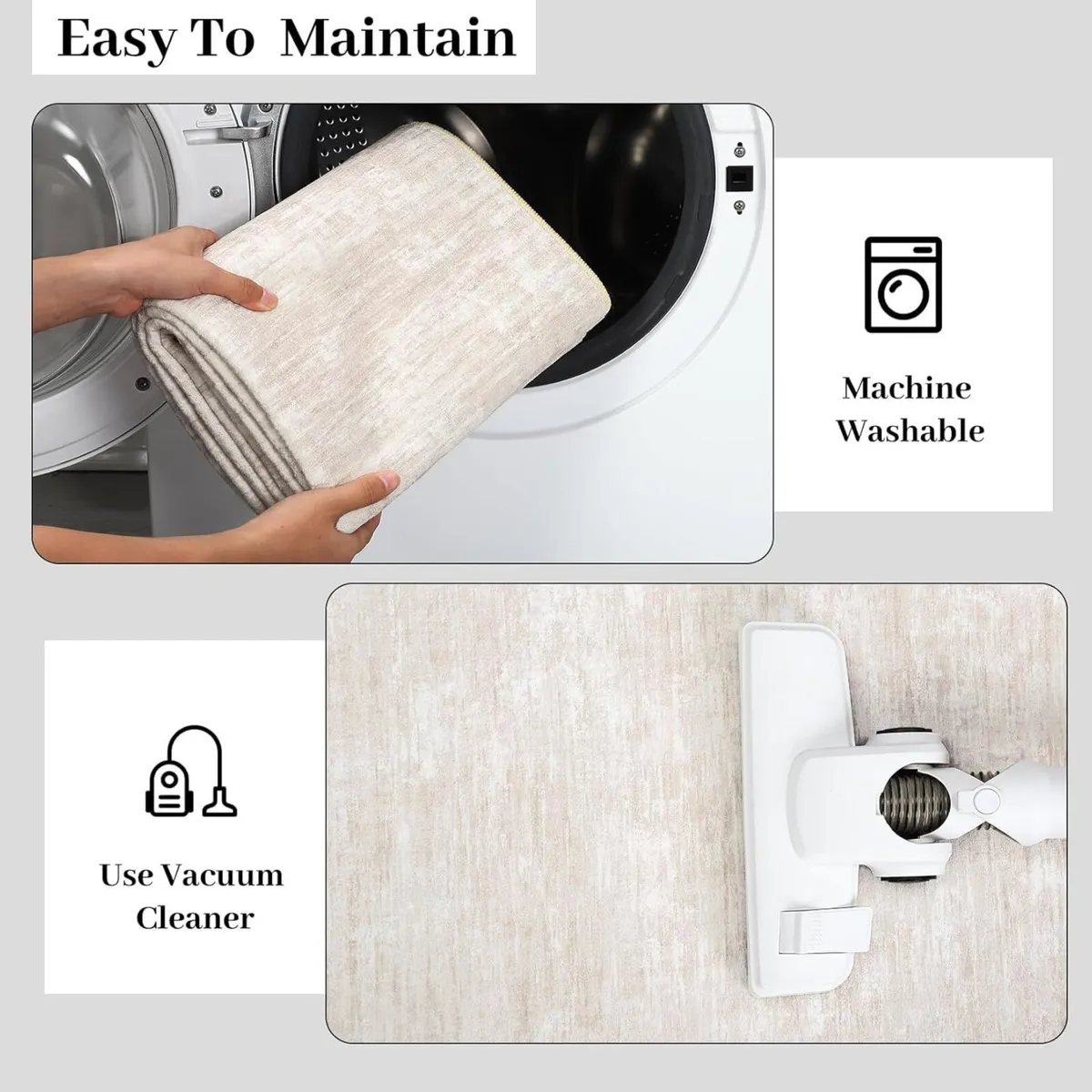 160x230 cm Modern Solid Rug Living Room Washable - Image 4