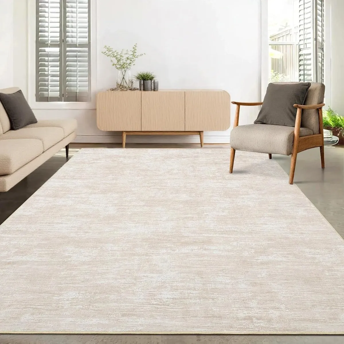 160x230 cm Modern Solid Rug Living Room Washable - Image 1
