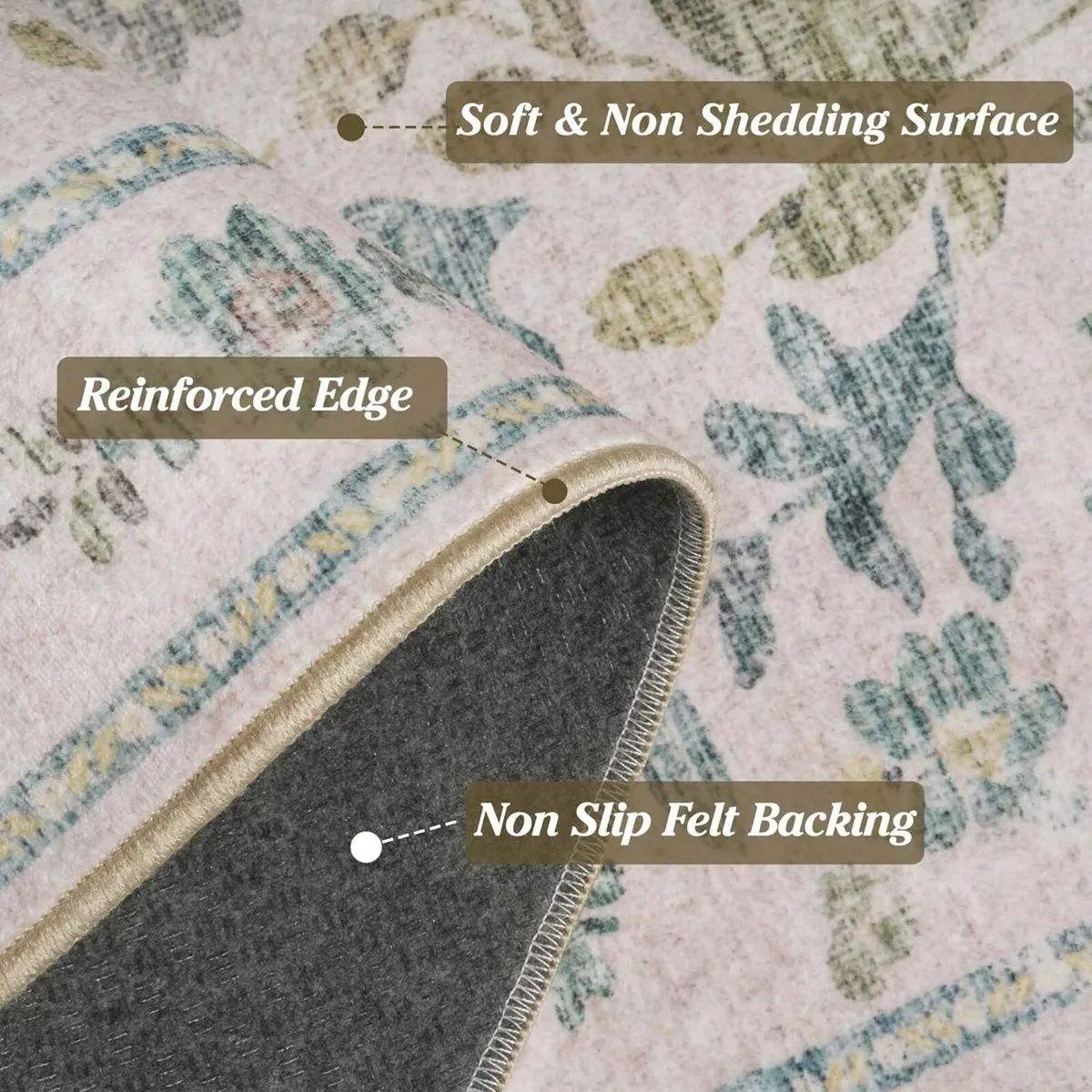 Beige Rugs Living Room Large 160x230cm Washable - Image 3