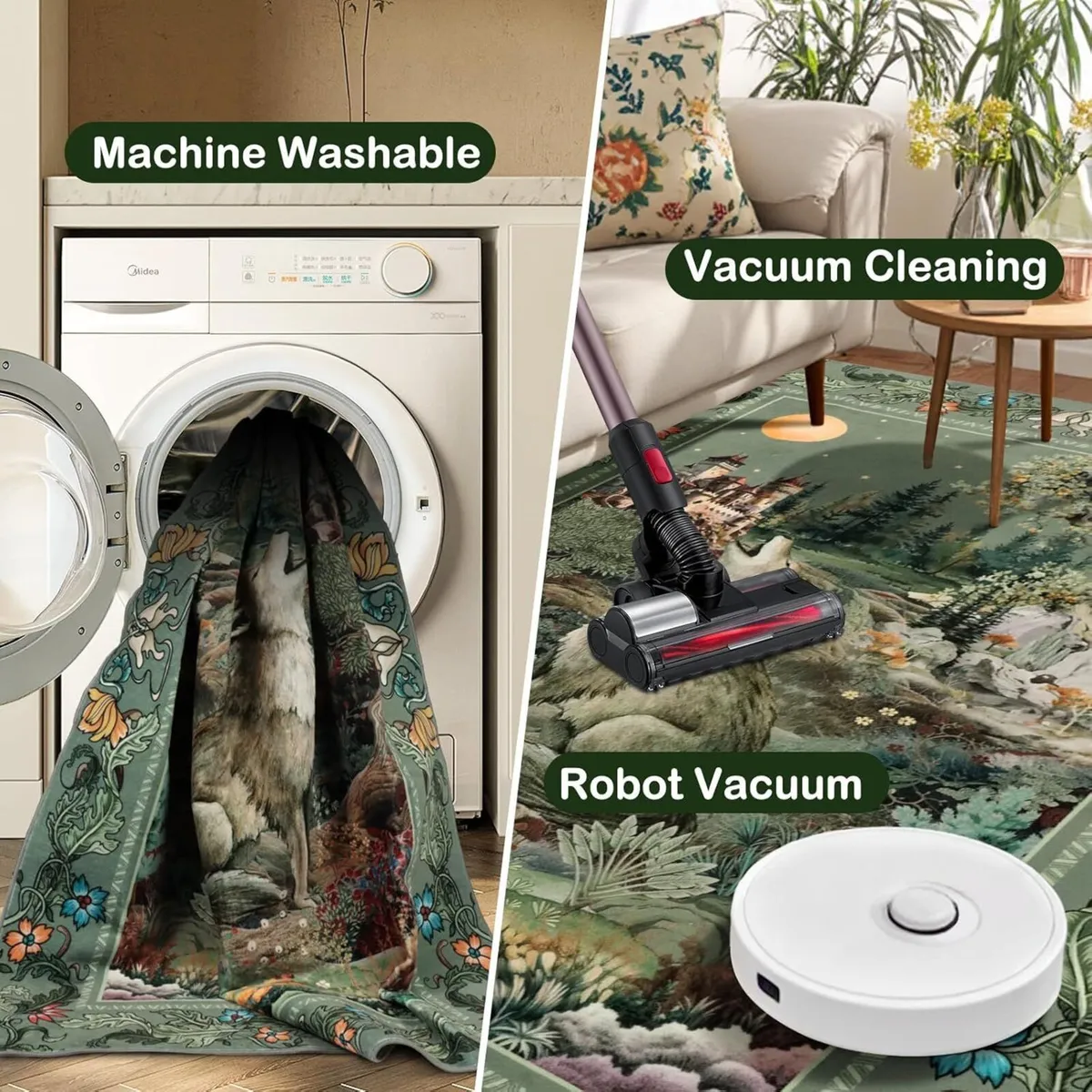 Wolf Rugs for Living Room 160x230cm Washable - Image 4