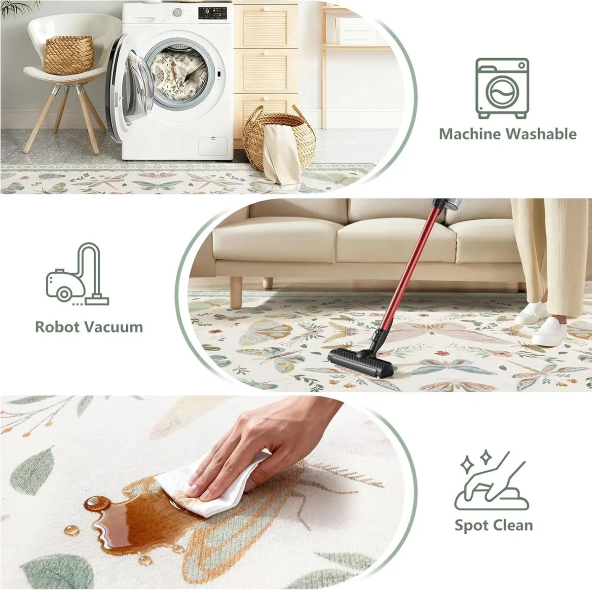 Large Living Room Rug 160x220cm Butterfly Insect - Image 4