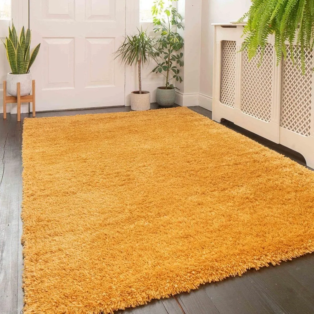 Ochre Yellow Mustard Modern Rug Living Room Extra - Image 1