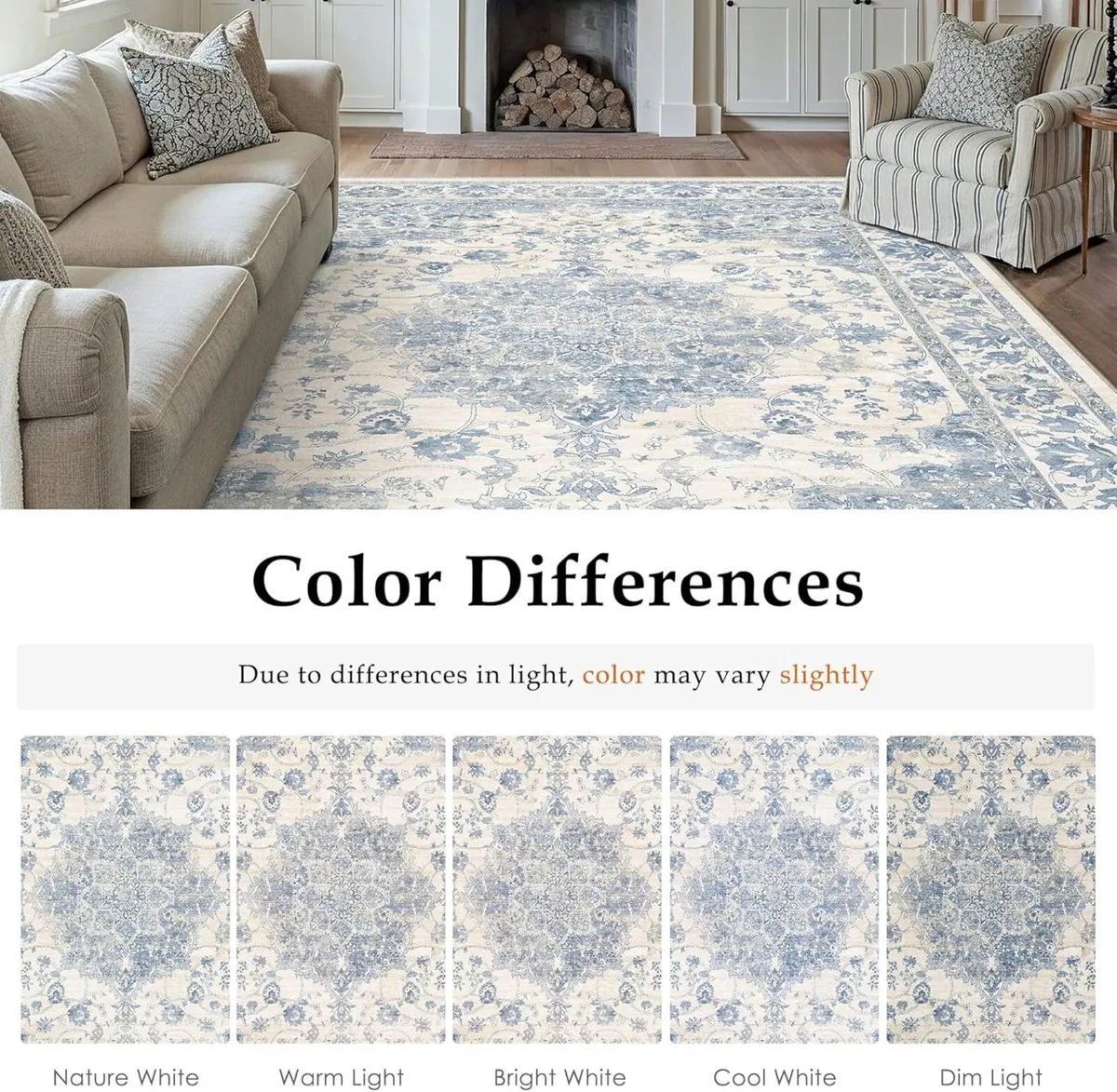 Living Room Area Blue Rug 240x300cm Machine - Image 2