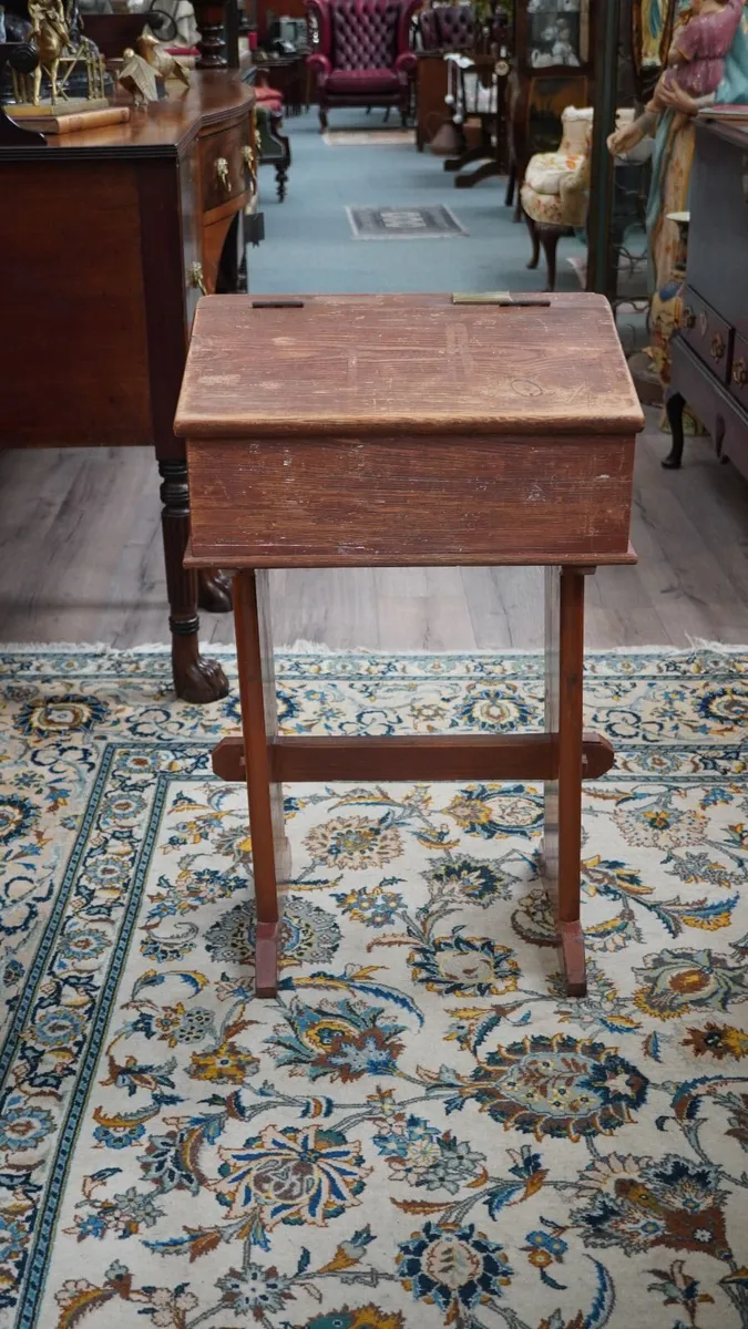 Irish Antique Wooden School Desk - Image 1