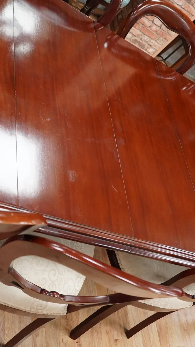Large Mahogany Extendable Dining Table with 9 Chai - Image 4