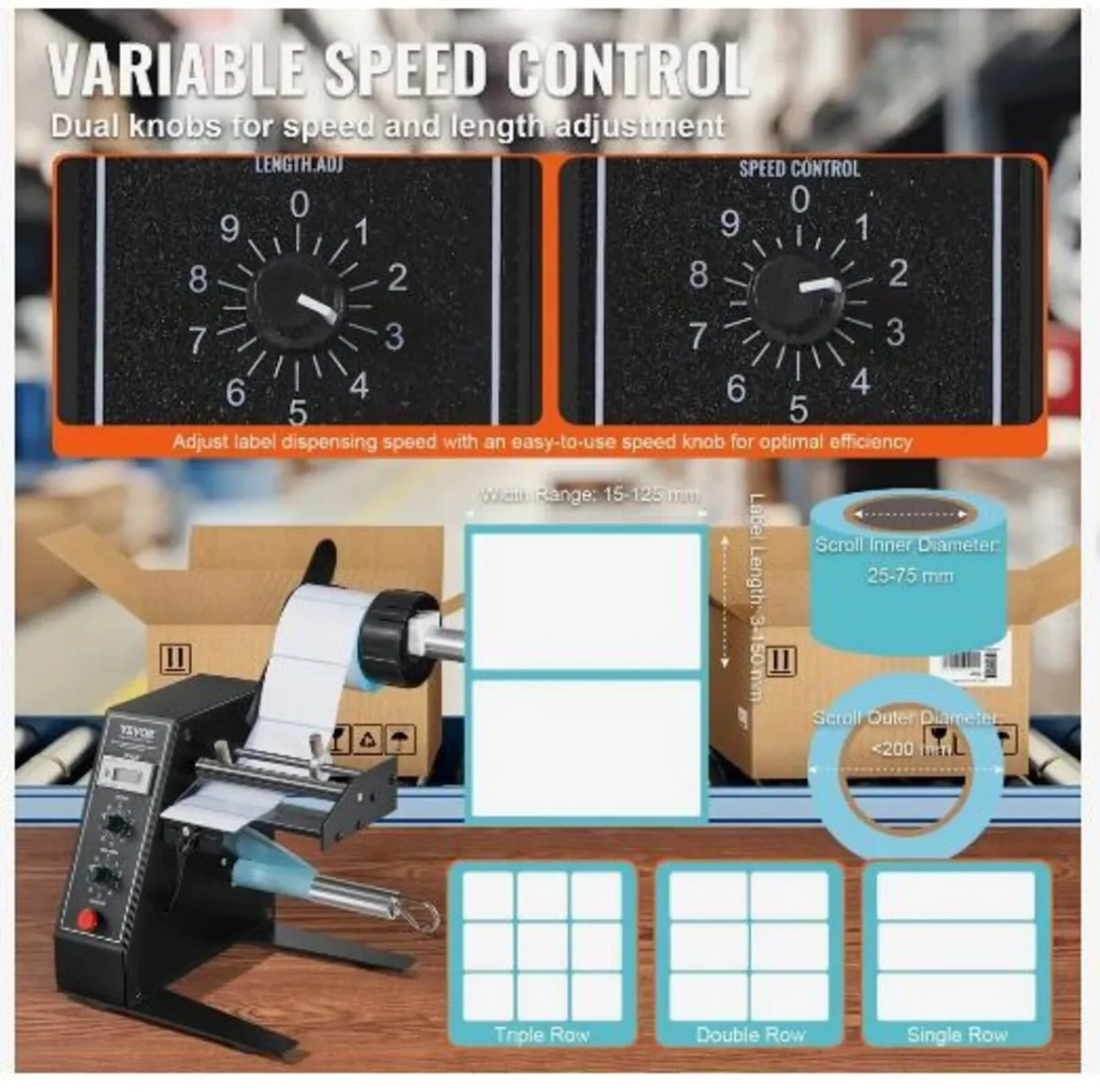 Automatic Label Dispenser, Width 0.6"-4.9"/15-125 - Image 2
