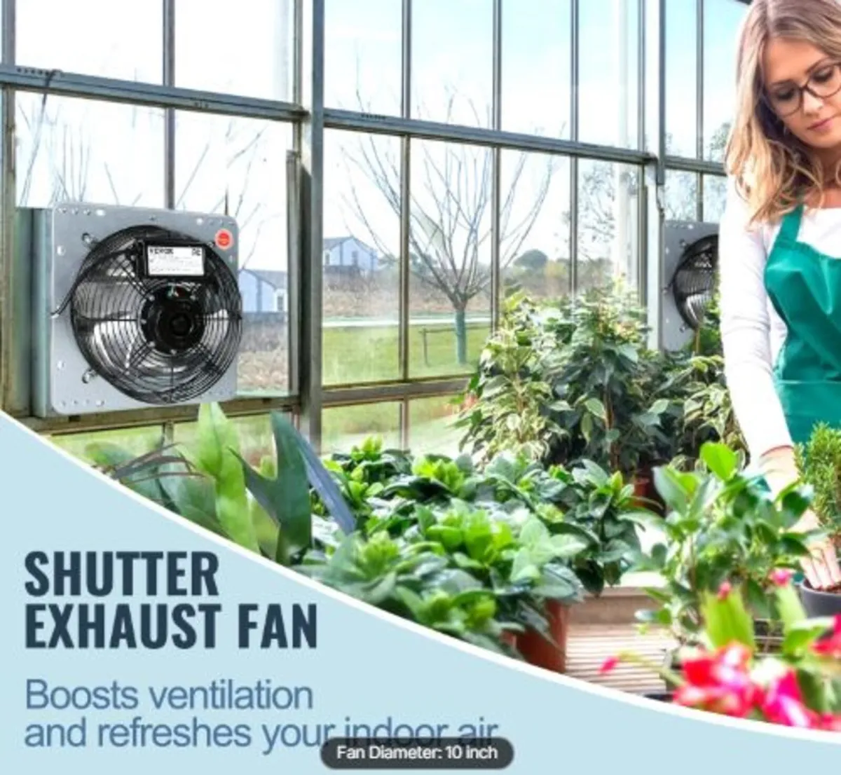 Shutter Exhaust Fan, 254 mm High-speed 1400RPM - Image 2