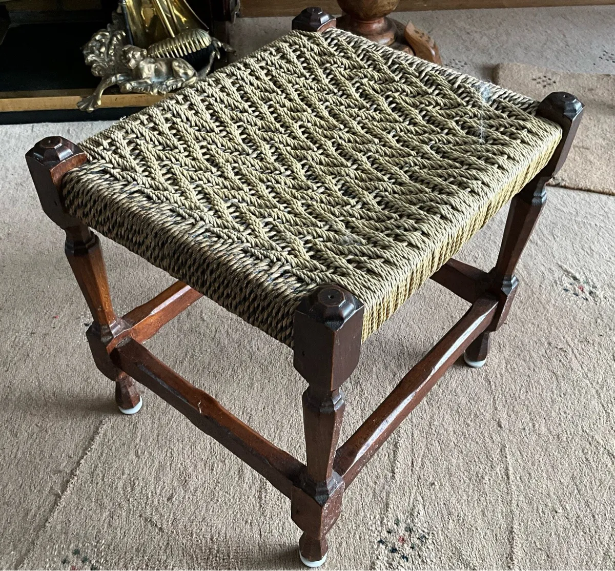 Rare Vintage Rope Woven Stool - Image 4
