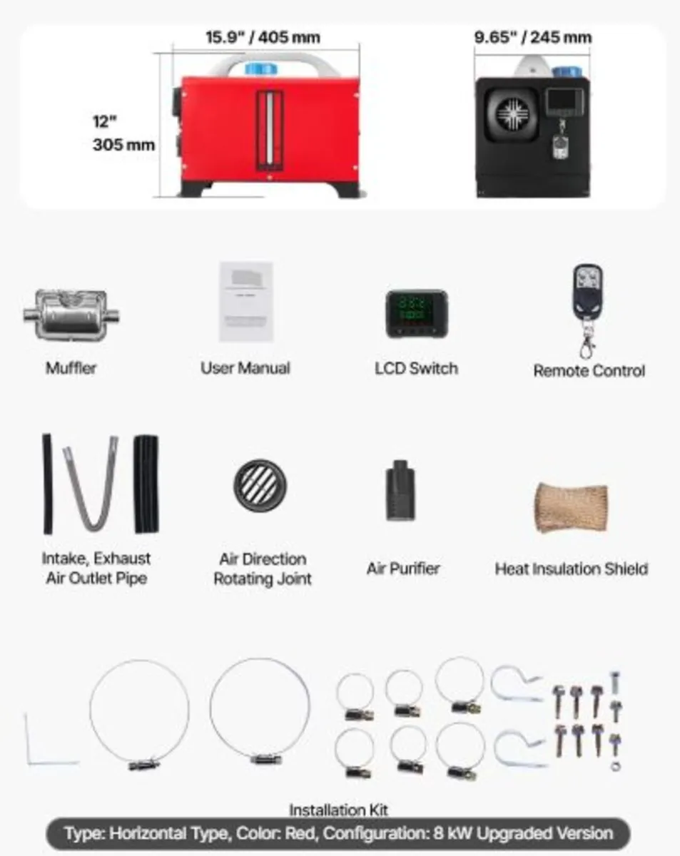 Diesel Air Heater, 12-24V 5-8KW, Fast Heating - Image 3