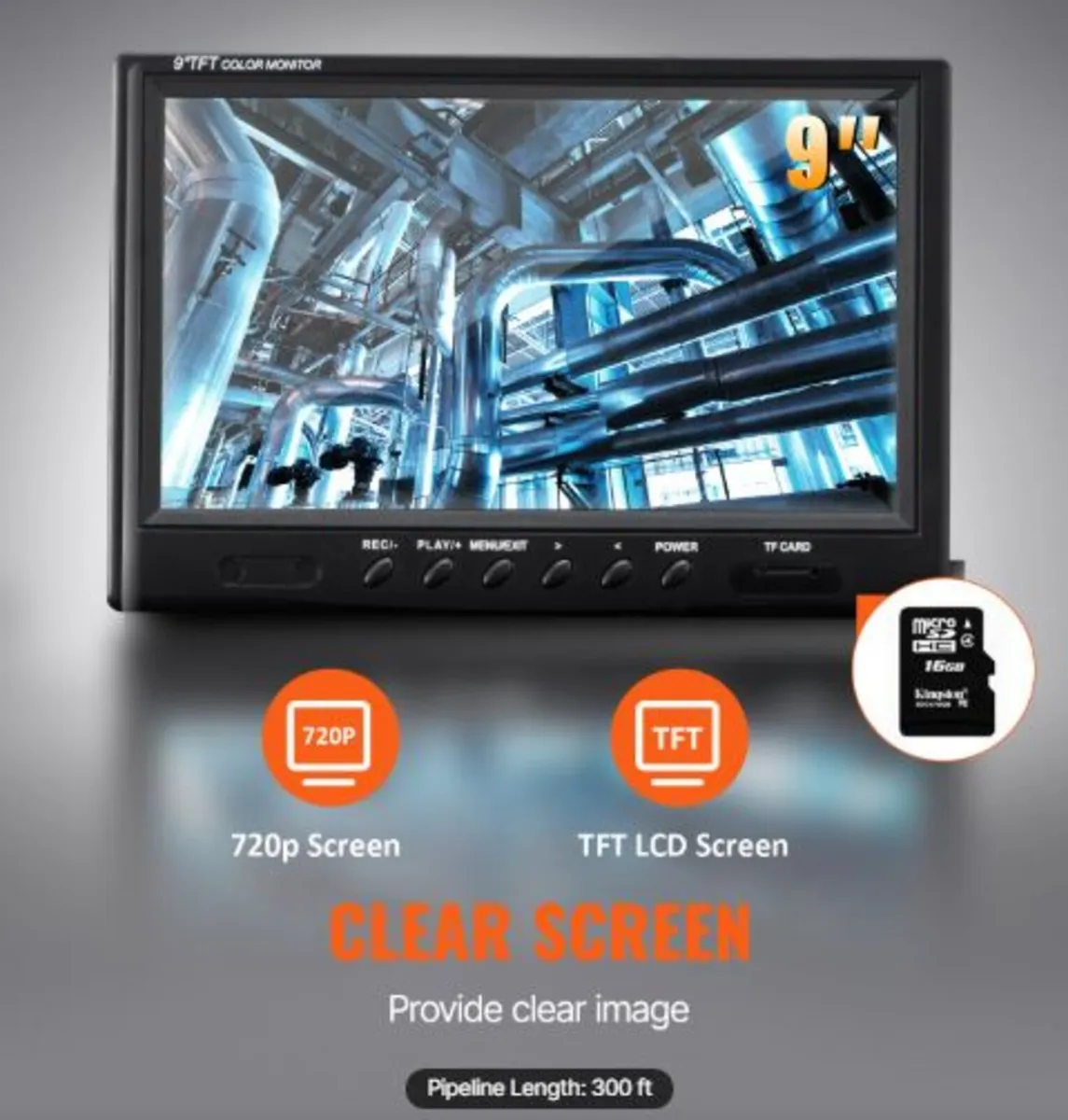 Sewer Camera Pipe Inspection Camera 22.9 cm 720p - Image 3