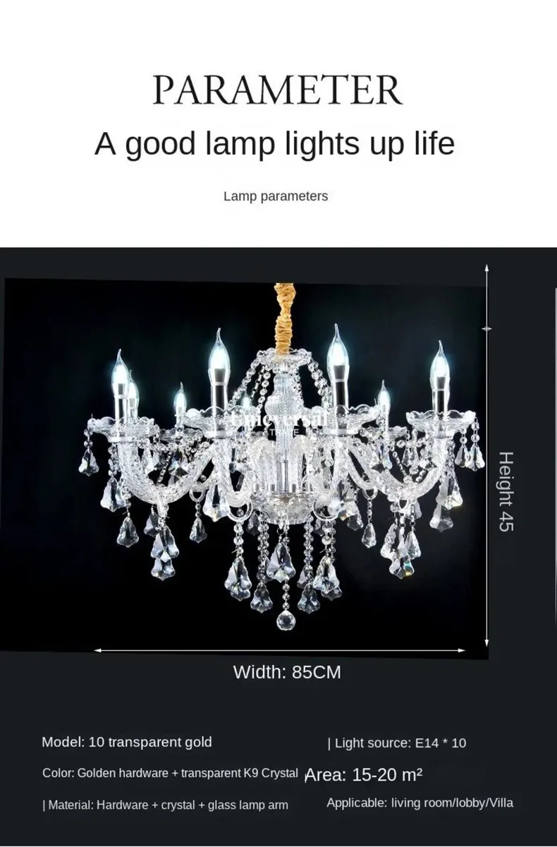 Modern Crystal Ceiling Chandelier 4 Light Lamp - Image 4