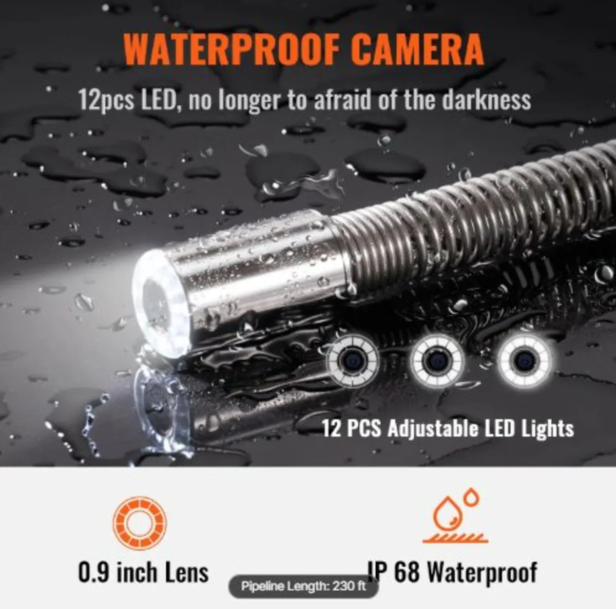 Sewer Camera Pipe Inspection Camera 22.9 cm 720p - Image 2