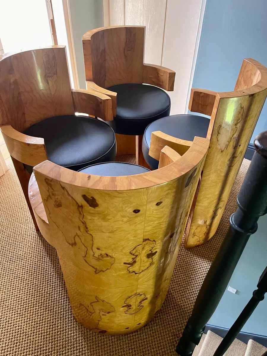 SALE Four art deco Birdseye maple chairs - Image 2
