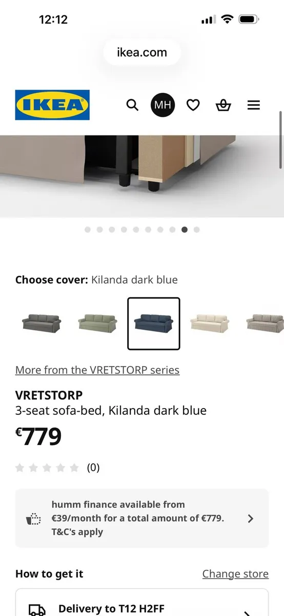 Blue 3 seater sofa bed ikea - Image 4