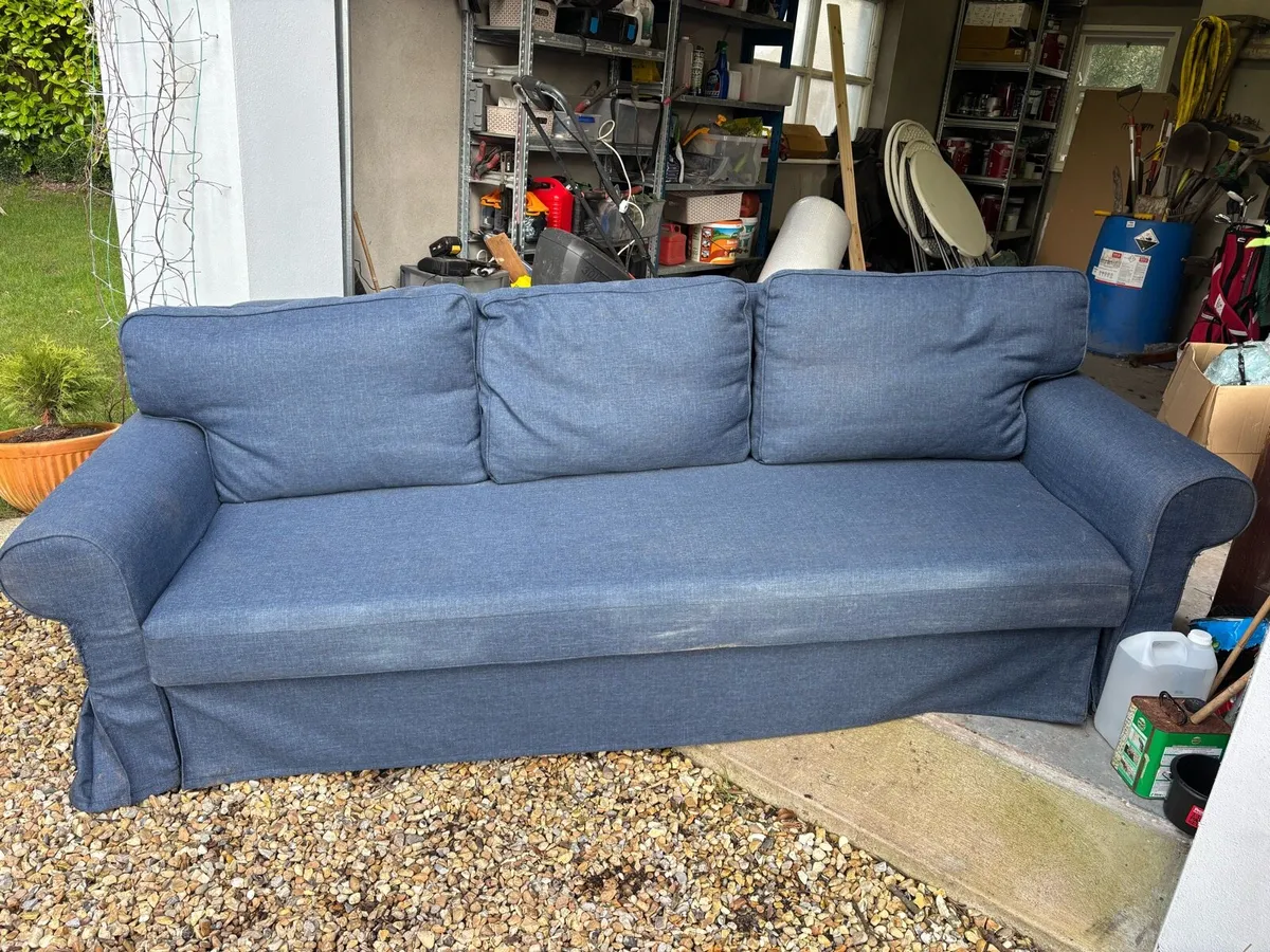 Blue 3 seater sofa bed ikea - Image 1