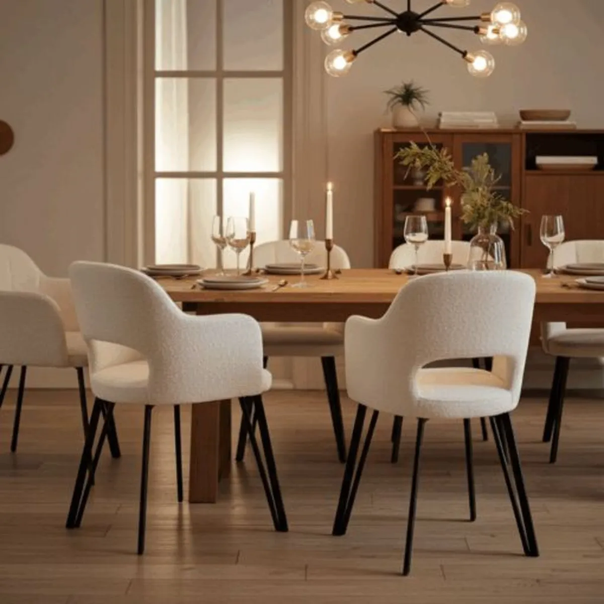 Luna Modern Bouclé Armchair with Cut-Out Backrest - Image 4