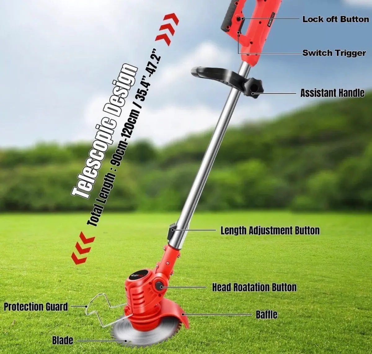 NEW 21V Cordless Strimmer & 2 Batteries - Image 3