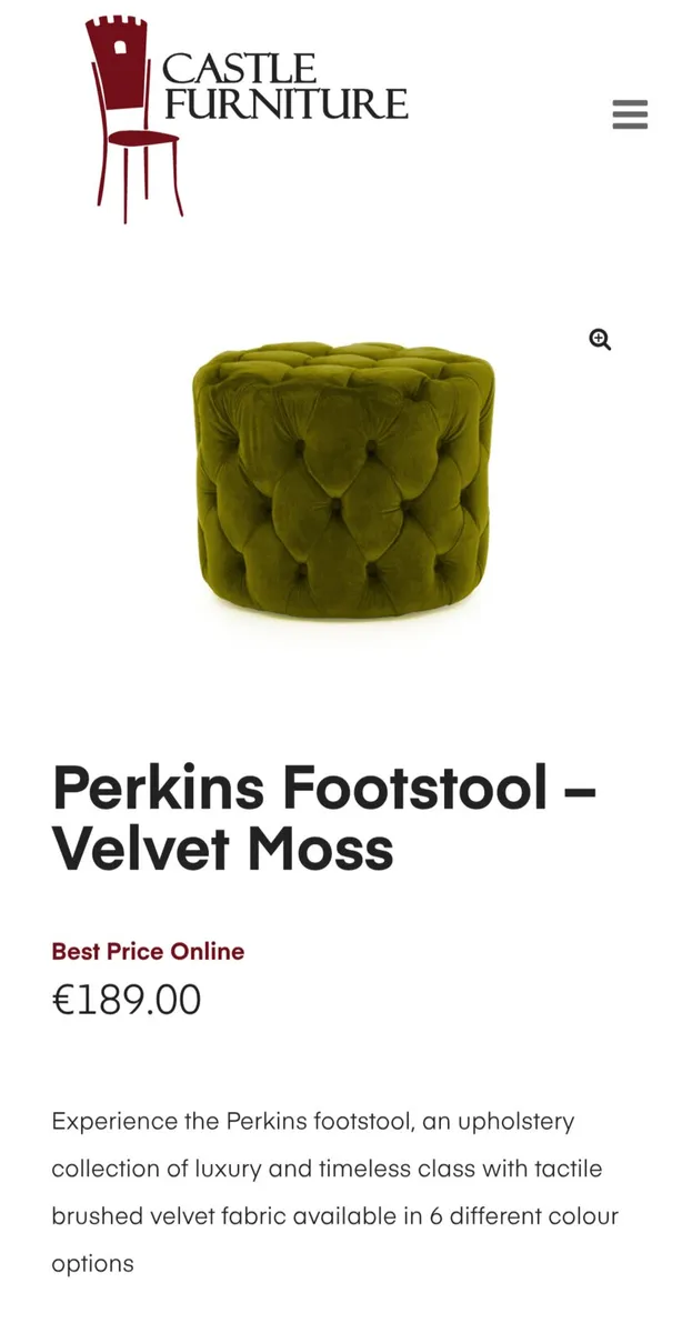 Velvet Buttoned Footstool / Ottoman RRP €189 - Image 4