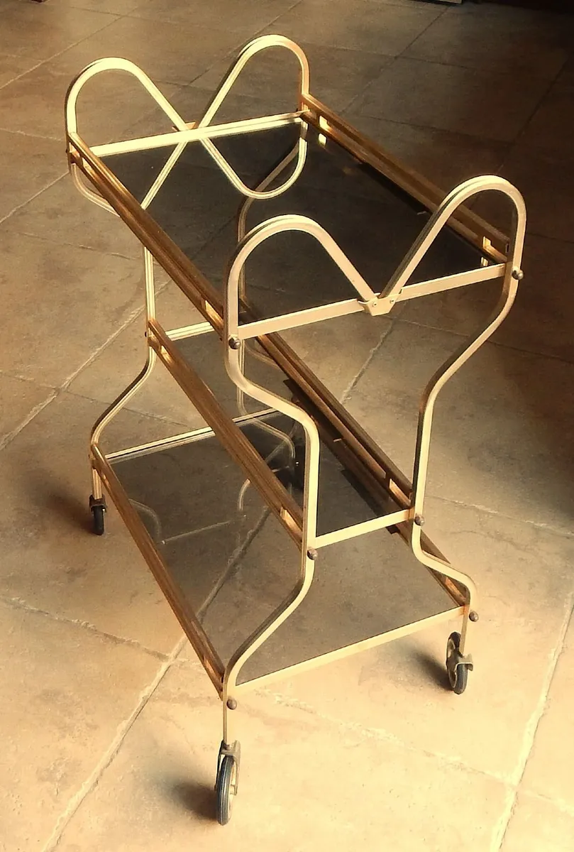 Metal Drinks Trolley with Smoked Glass Shelves - Image 1