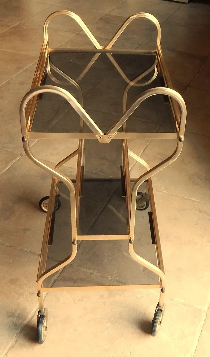 Metal Drinks Trolley with Smoked Glass Shelves - Image 2