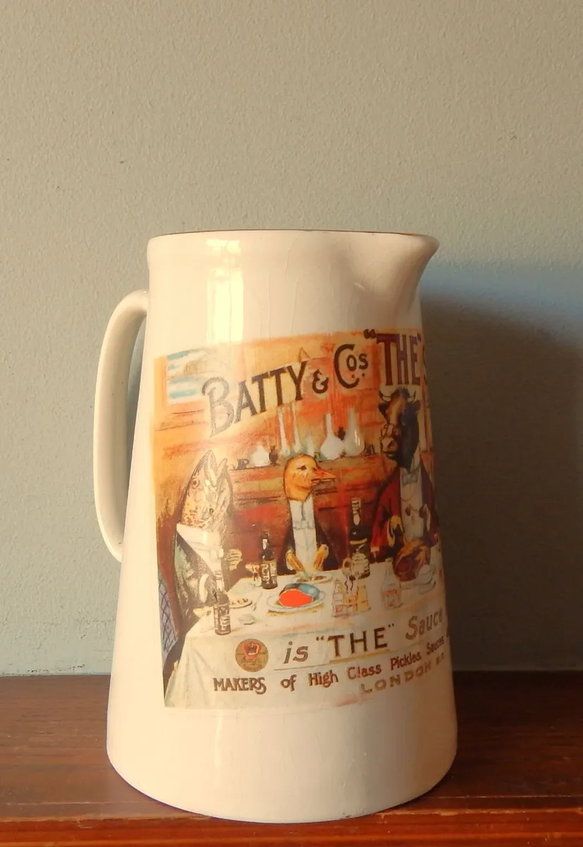 Large Vintage Batty & Co “The Sauce” Ceramic Jug - Image 1
