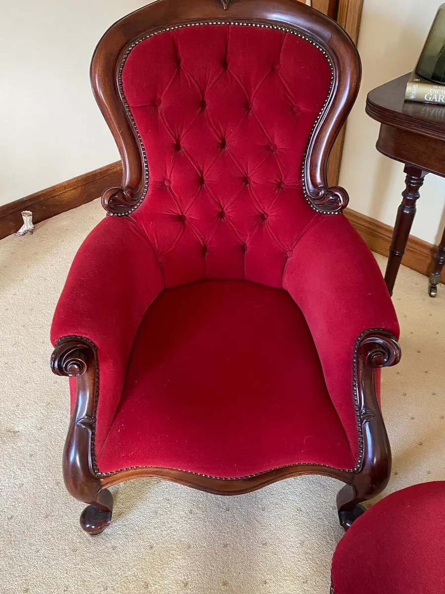 Antique fireside armchairs - Image 1