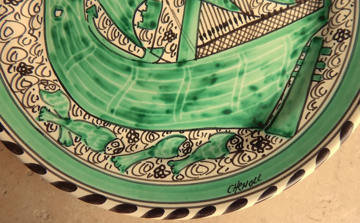 Spanish Ceramic Hand Painted Wall Hanging Plate - Image 3