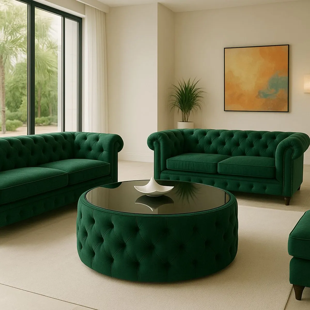 Round Velvet Coffee Table Button - Image 2