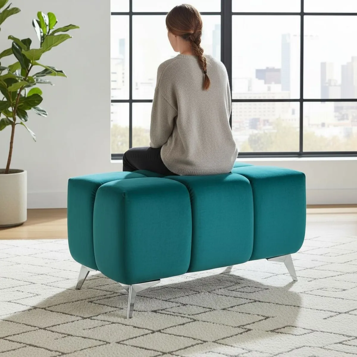 Bubble Pouffe Ottoman – Soft Boucle Upholstery - Image 4