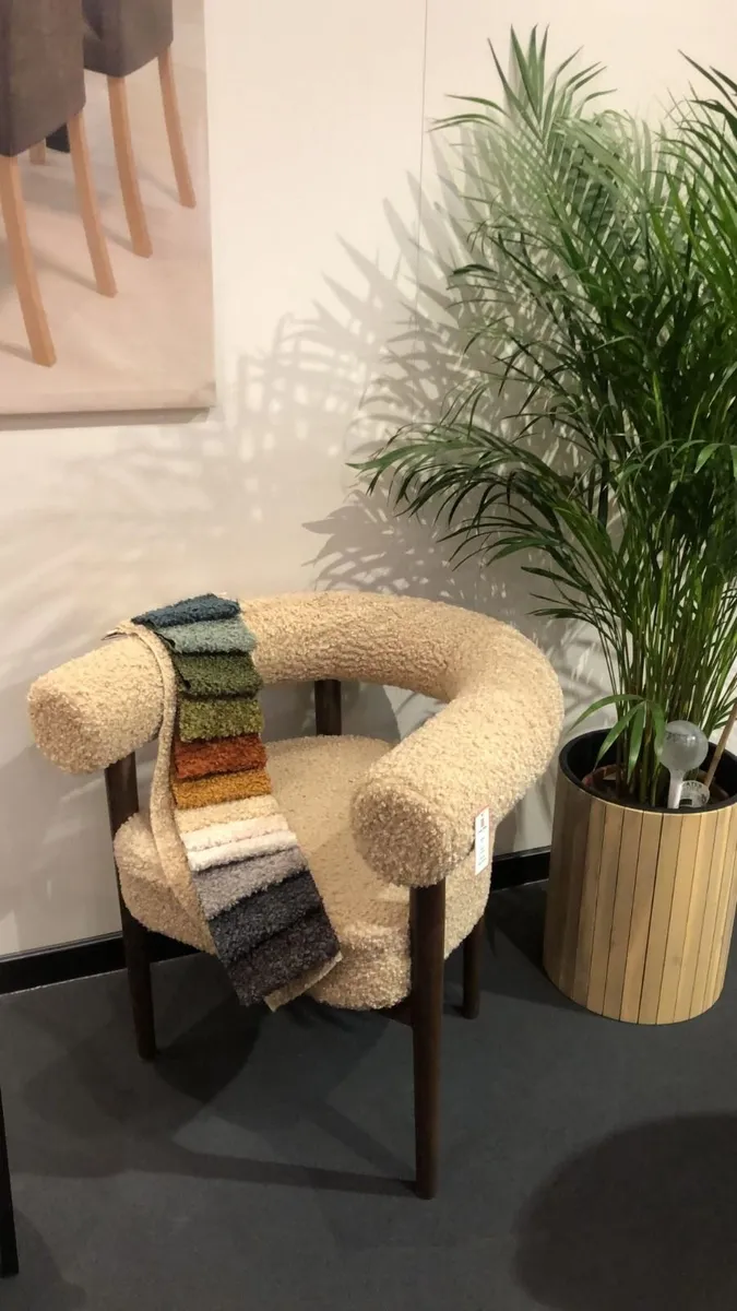 Puffy Dining Chair – Modern Bouclé Comfort - Image 4